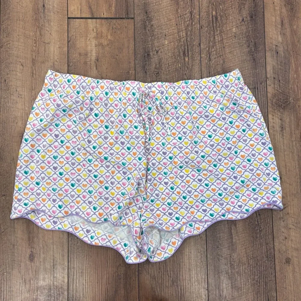 Roller Rabbit x Target Women's Geo Hearts Pajama Shorts Size 2X Scallop Hem
